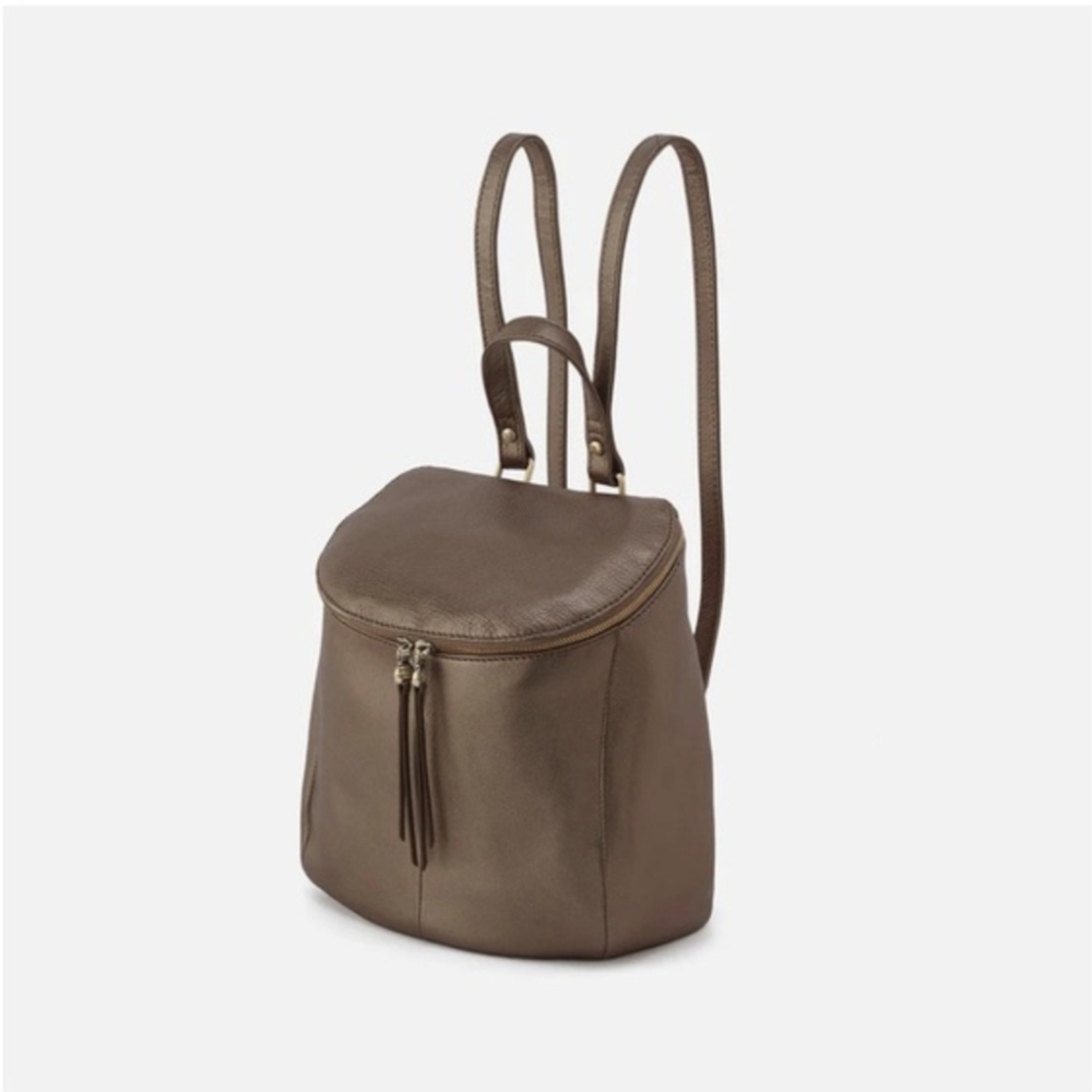 HOBO River Backpack Metallic Pewter Leather New with Tags. Beautiful